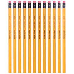 德国施德楼(staedtler)铅笔六角黄杆日常书写笔带橡皮